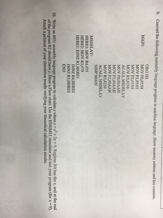 Solved Convert the following assembly language program to | Chegg.com