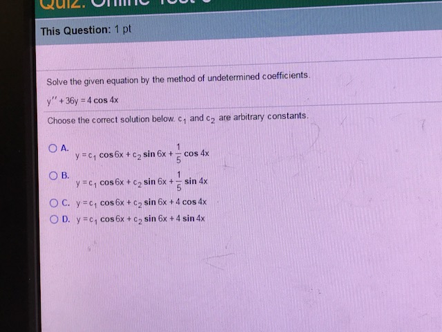 Solved Solve the given equation by the method of | Chegg.com
