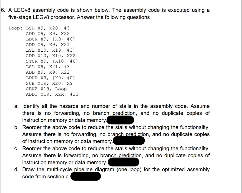 Solved A LEGv8 Assembly Code Is Shown Below. The Assembly | Chegg.com