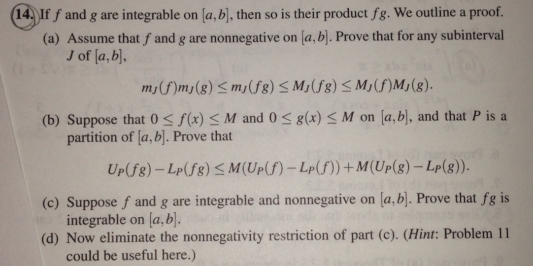 Solved If f and g are integrable on [a,b], then so is their | Chegg.com
