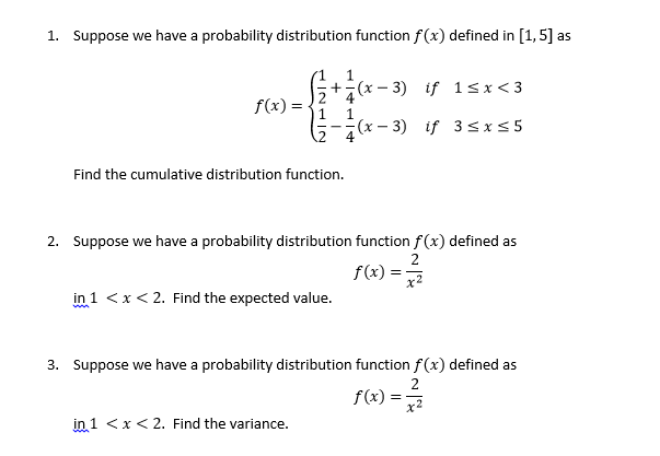 Solved 1. Suppose we have a probability distribution | Chegg.com