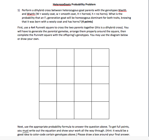 Solved HeterozGoats Probability Problem 1) Perform a | Chegg.com