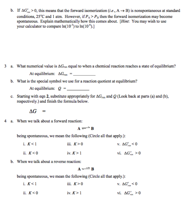 Gibbs Free Energy Questions