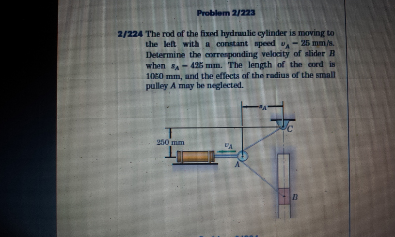 Solved The Hydraulic Cylinder Gives Pin A A Constant