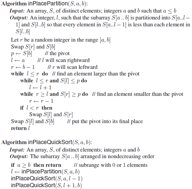 (Solved Homework): Algorithm InPlacePartition(S, A, B): Input: An Array ...