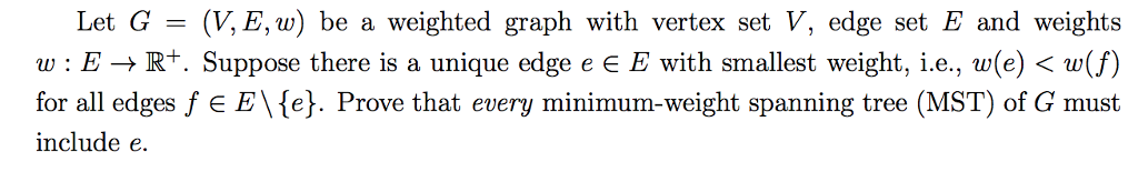 Solved Let G = (V,E,w) be a weighted graph with vertex set | Chegg.com