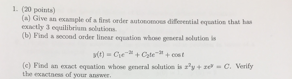 Solved Give an example of a first order autonomous | Chegg.com