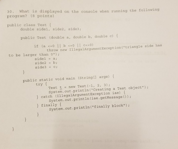Solved 30. What is displayed on the console when running the | Chegg.com