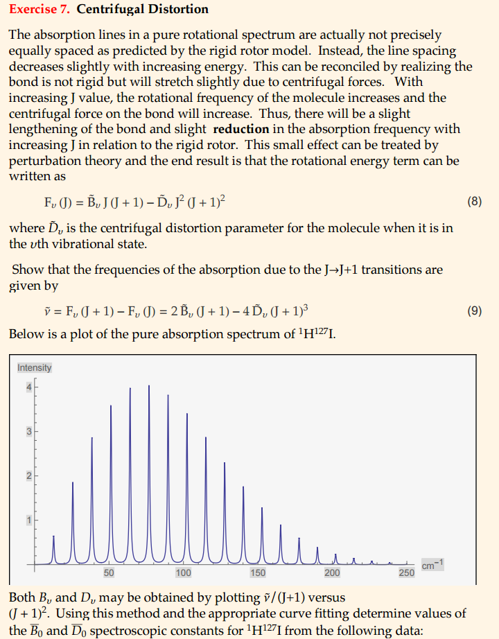 The absorption lines in a pure rotational spectrum | Chegg.com