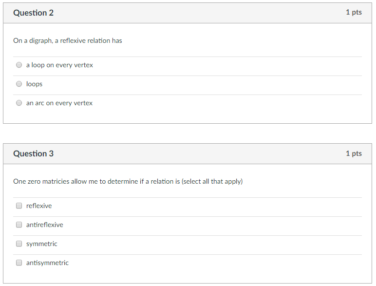 Solved On a digraph, a reflexive relation has a loop on | Chegg.com