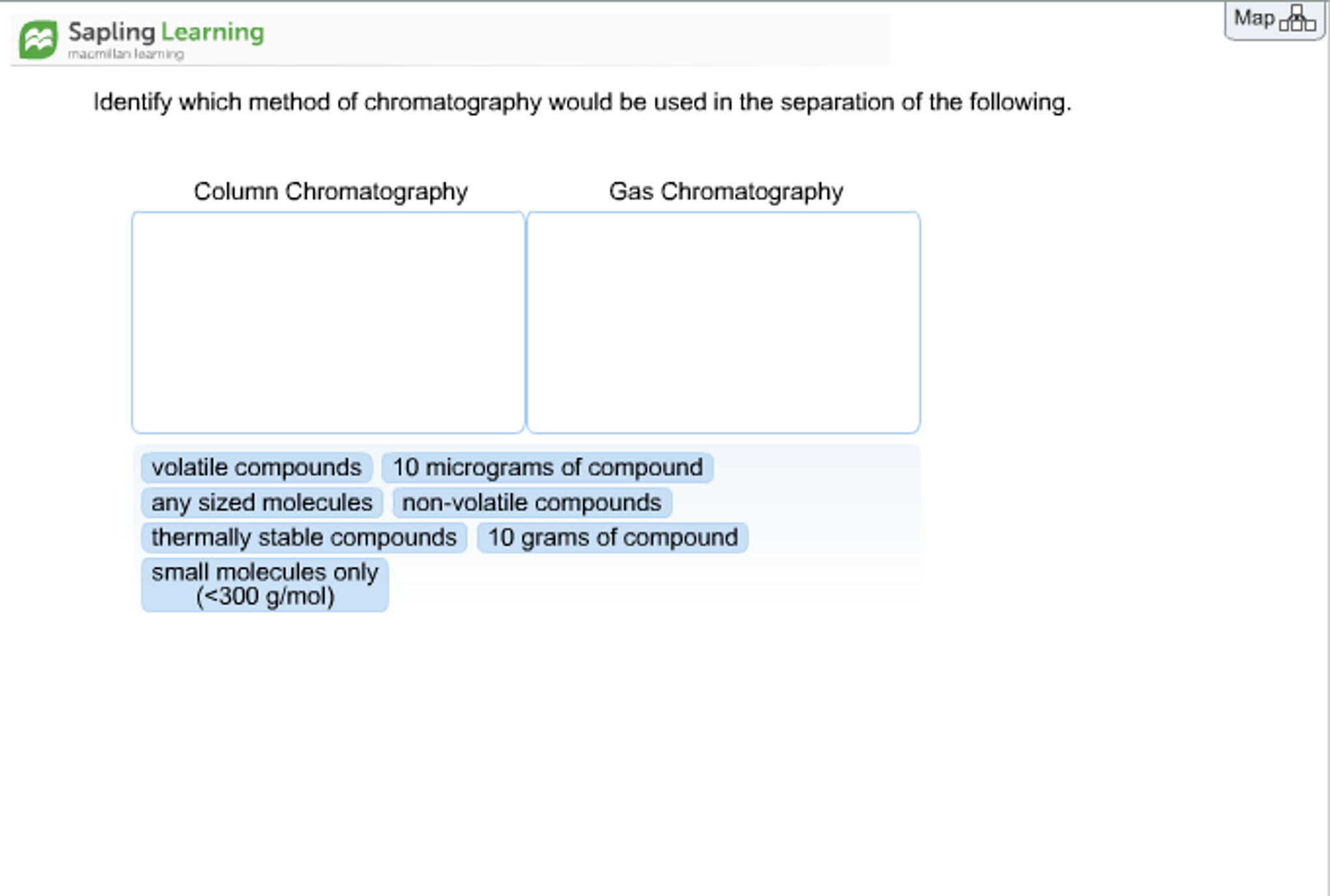 Solved Identify which method of chromatography would be used