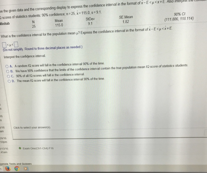 Solved What is the confidence interval for the population | Chegg.com