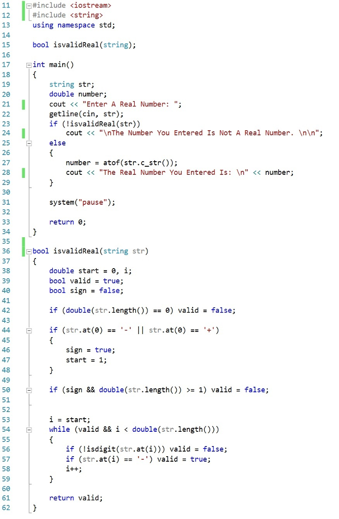 Solved Write a C++ function named isvalidReal() that checks | Chegg.com