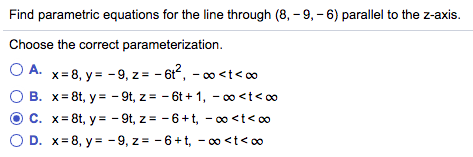Solved Find parametric equations for the line through (8, | Chegg.com