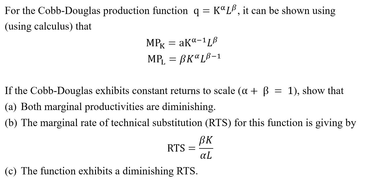 cobb douglas production function