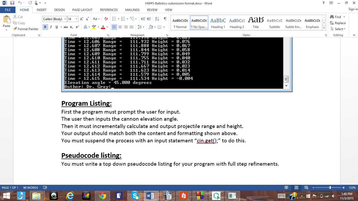 Solved Code for C++ Ballistic Trajectory Equations | Chegg.com