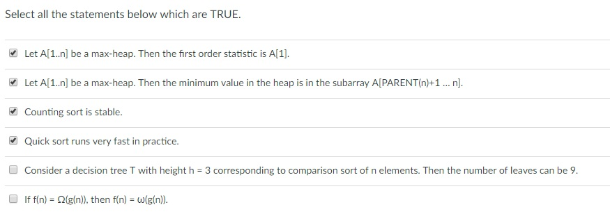 Solved Select all the statements below which are TRUE. Let | Chegg.com