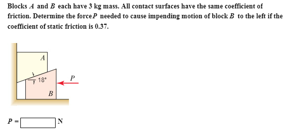 Solved Blocks A And B Each Have 3 Kg Mass All Contact Chegg