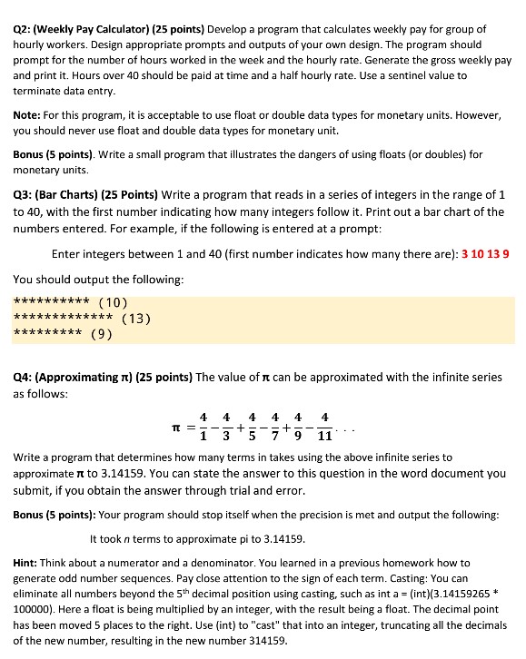 Solved Q2: (Weekly Pay Calculator) (25 points) Develop a | Chegg.com