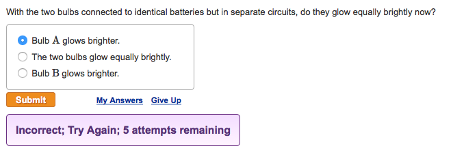 Solved When light bulbs A and B are connected in series to a | Chegg.com