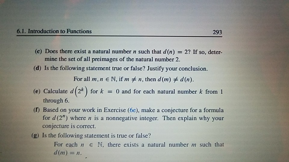 Solved * 6. The Number Of Divisors Function. Let D Be The | Chegg.com