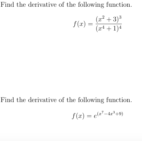 Solved Find the derivative of the following function. f(x) = | Chegg.com