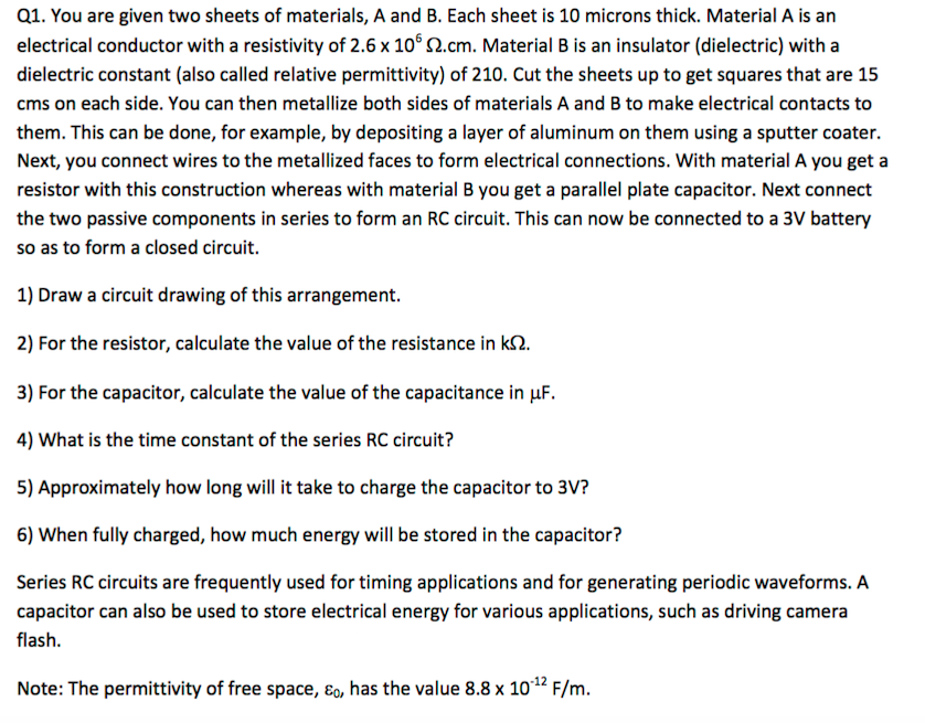 Solved You Are Given Two Sheets Of Materials A And B Each Chegg Solved You Are Given Two Sheets Of Materials A And B Each Chegg