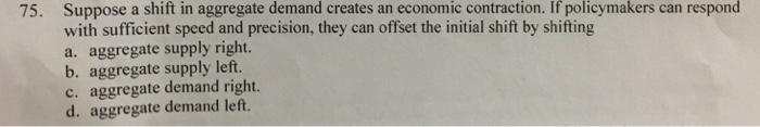 Solved Suppose a shift in aggregate demand creates an | Chegg.com