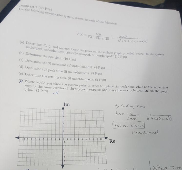 Solved PROBLEN 2 40 Prs For The Following Second order Chegg