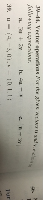 Solved Vector operations For the given vectors u and v | Chegg.com
