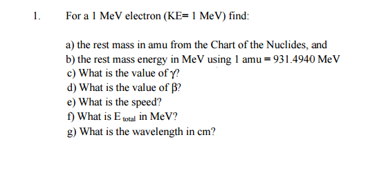 find the rest mass energy of electron in mev