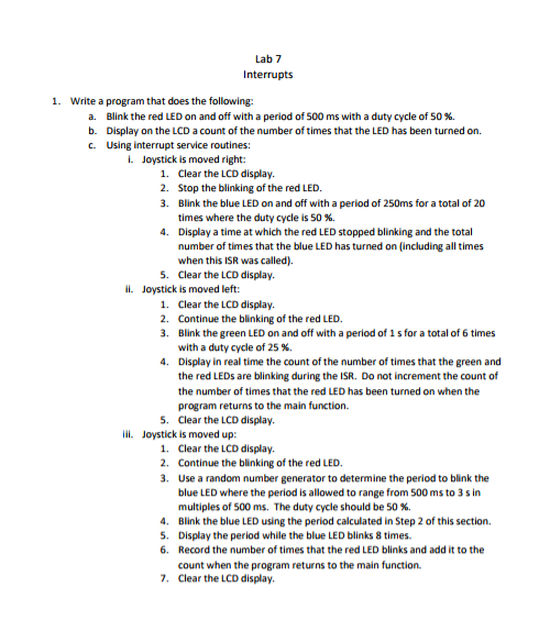 Lab 7 Interrupts 1. Write a program that does the | Chegg.com