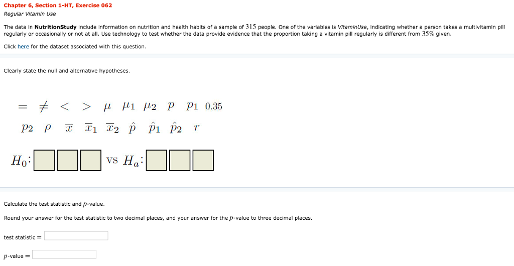 Solved Chapter 6, Section 1-HT, Exercise 062 Regular Vitamin | Chegg.com