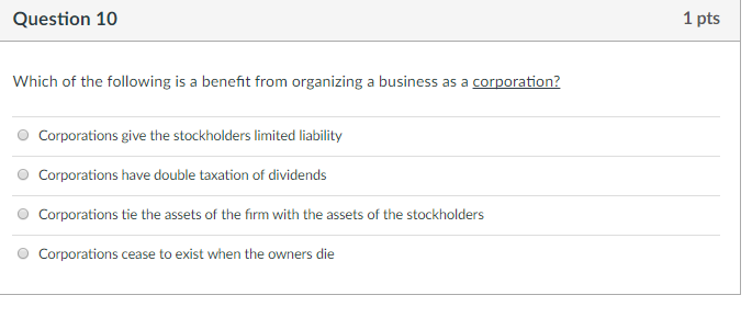 Solved Question 10 1 Pts Which Of The Following Is A Benefit | Chegg.com