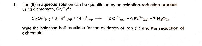 Solved Iron (II) in aqueous solution can be quantitated by | Chegg.com