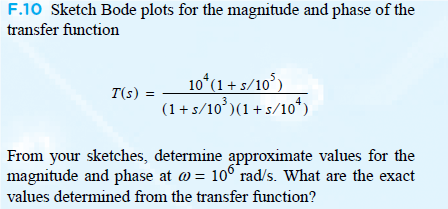 Solved Sketch Bode plots for the magnitude and phase of the | Chegg.com