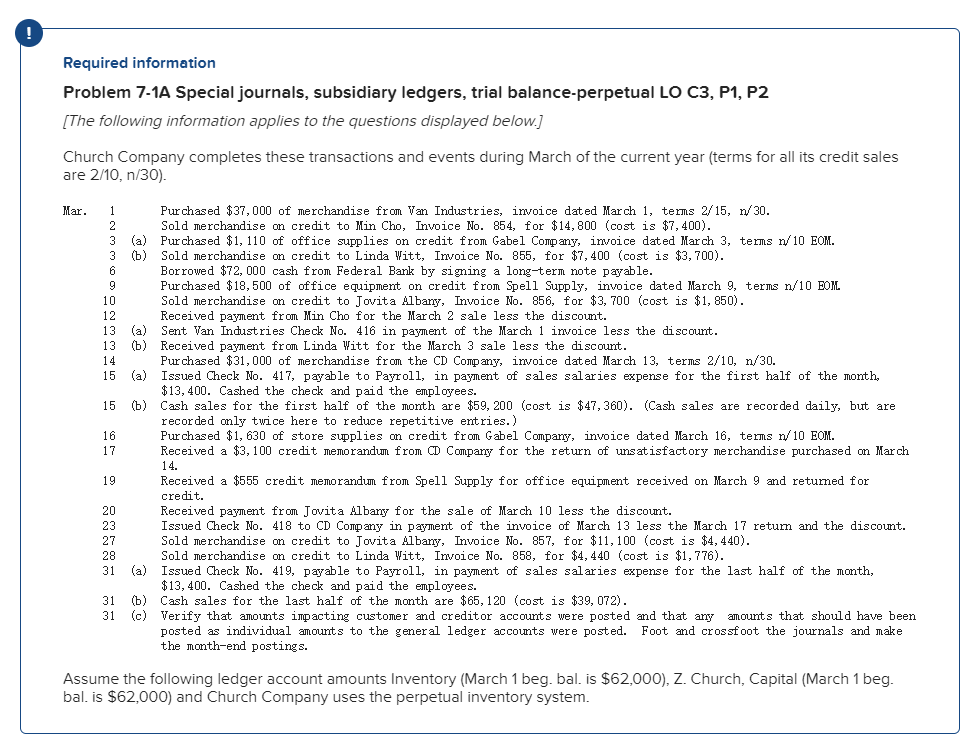 required-information-problem-7-1a-special-journals-chegg