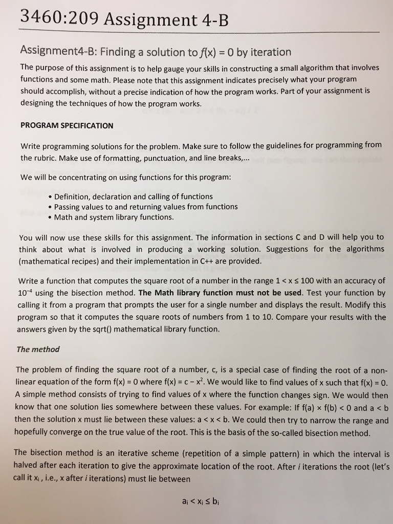 3460:209 Assignment 4-B Assignment4-B: Finding A | Chegg.com