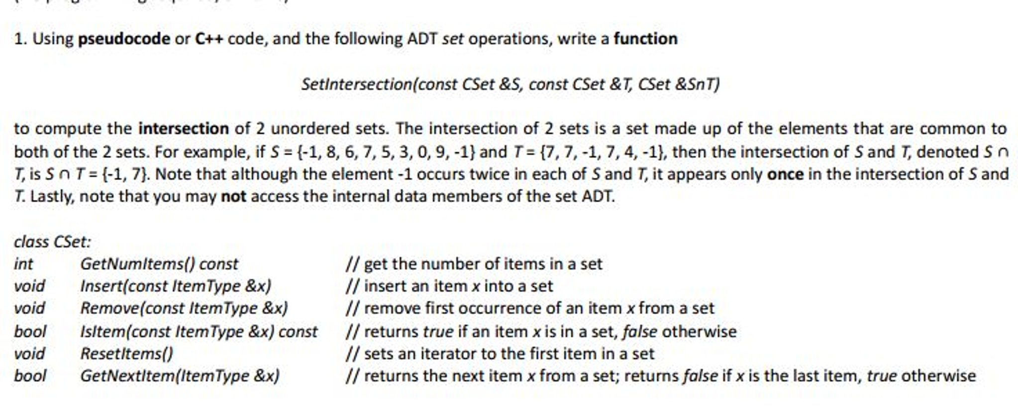 Using pseudocode or C++ code, and the following ADT | Chegg.com