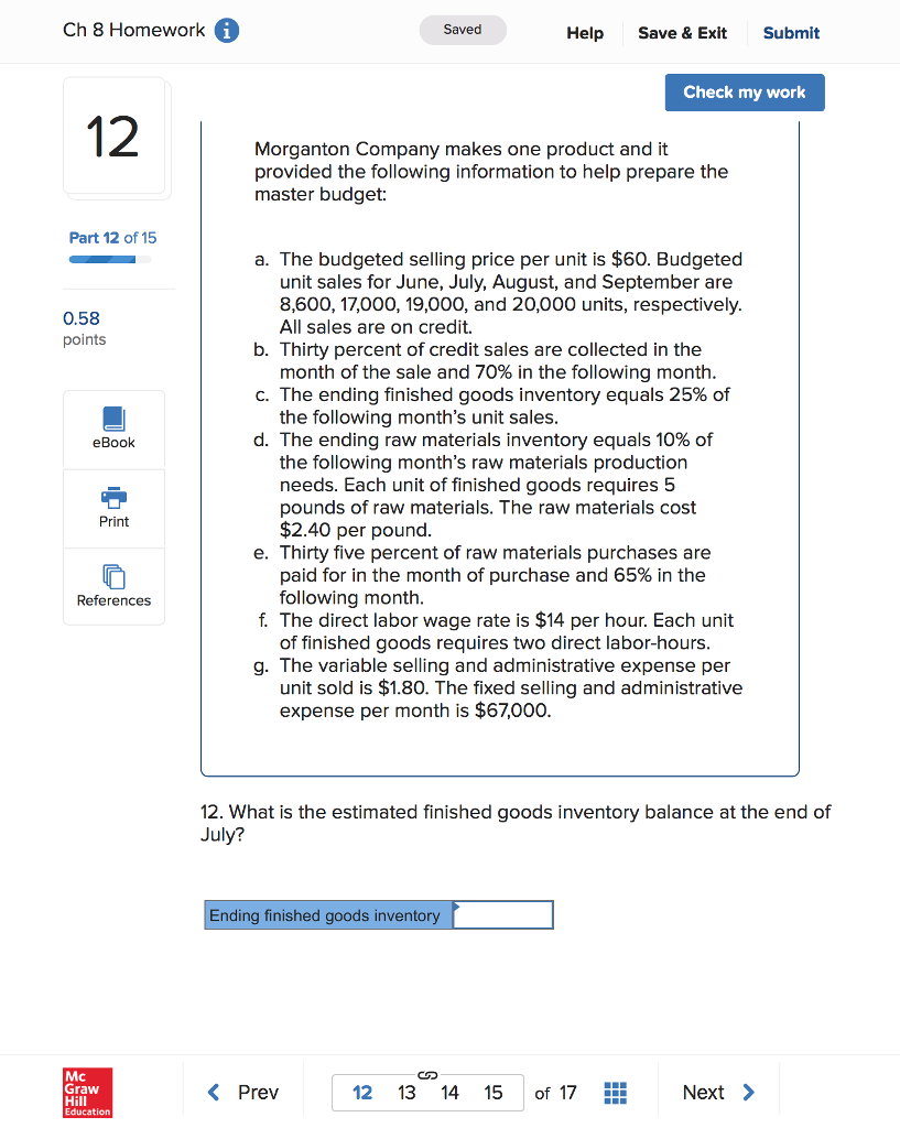 Solved Ch 8 Homework Saved Help Save & Exit Submit Check My | Chegg.com