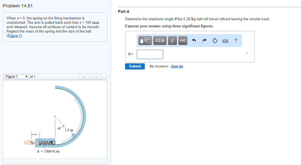 Solved When s = 0, the spring on the firing mechanism is | Chegg.com
