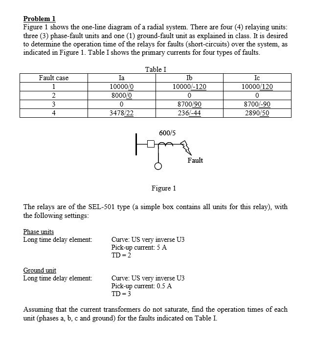 Problem 3 Repeat Problem 1 for the following relays