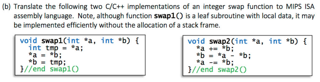 Solved Translate the following two C/C++ implementations of | Chegg.com