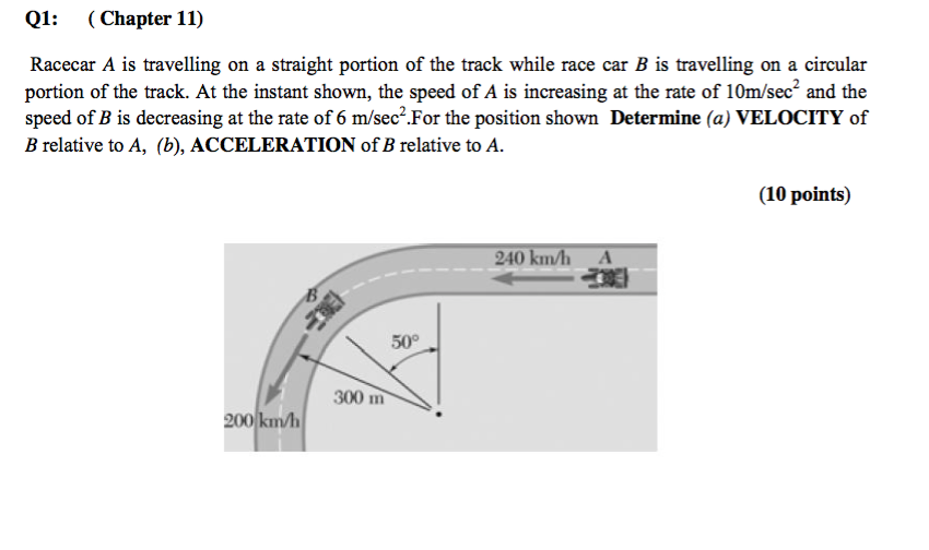 Solved Racecar A Is Travelling On A Straight Portion Of The | Chegg.com