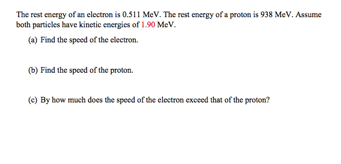 rest energy of proton in mev