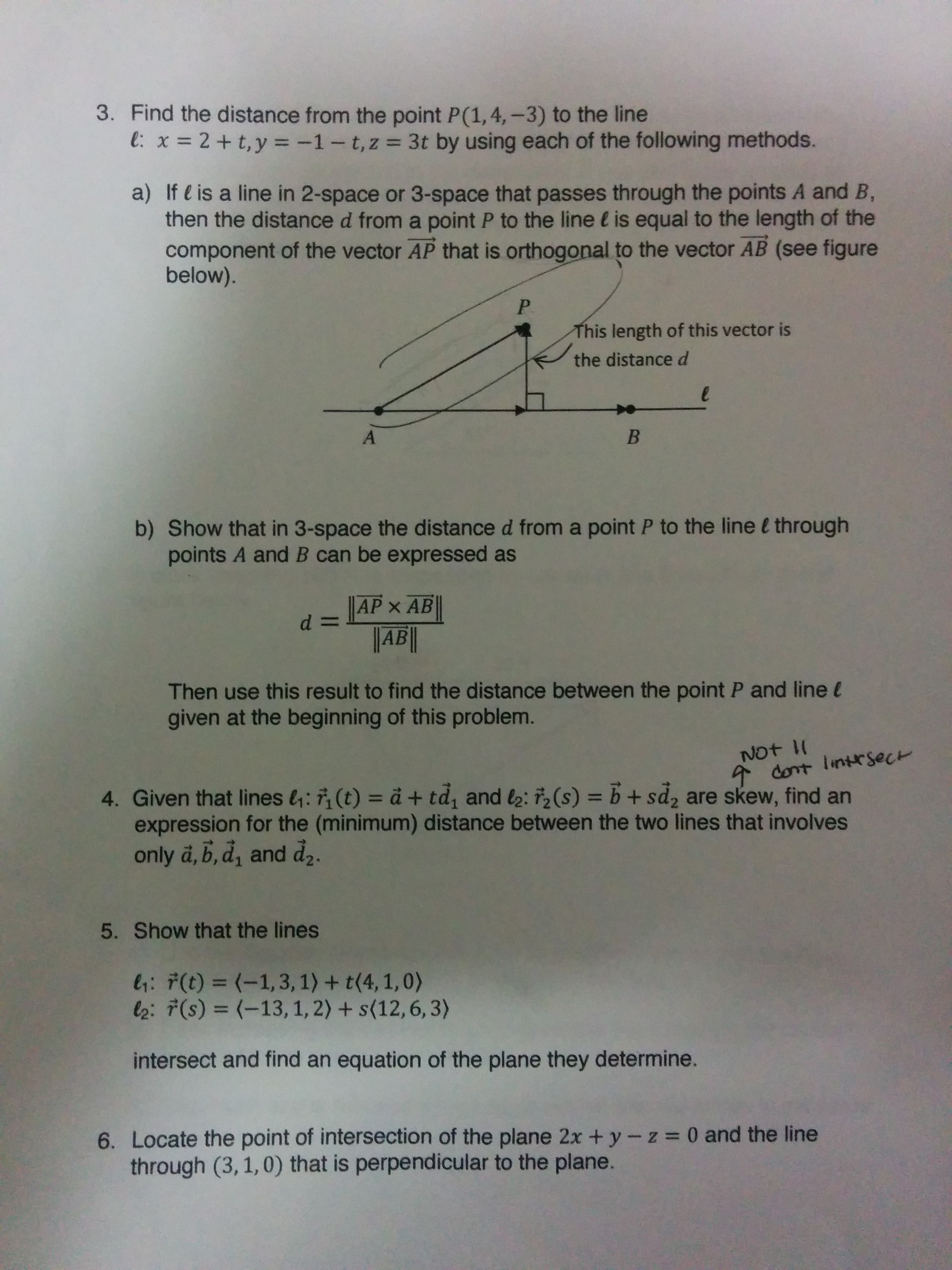 Solved Find the distance from the point P(1, 4, -3) to the | Chegg.com