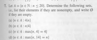 Solved Let A = {n N: n lessthanorequalto 20}. Determine the | Chegg.com