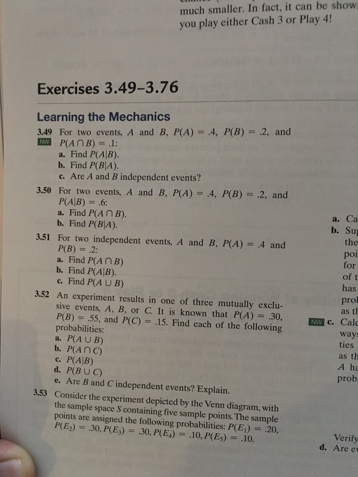 Solved For Two Events A And B, P(A) = .4, P(B) = .2, And P(A | Chegg.com