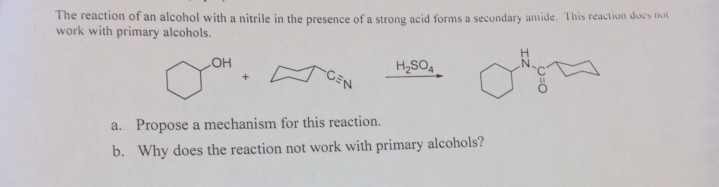 Solved The reaction of an alcohol with a nitrile in the