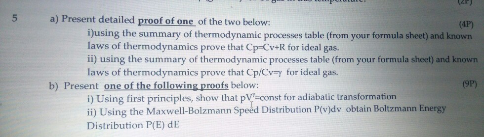 Solved 5 a) Present detailed proof of one of the two below: | Chegg.com